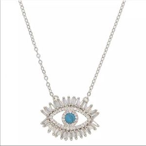 Silver Evil Eye CZ Necklace Dainty Necklace